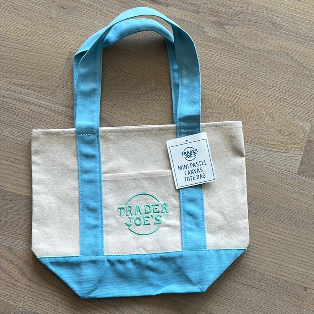 NWT Trader Joe’s Mini Canvas Tote Bag - blue